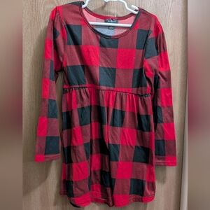 🔥B2G1! Picapino Red and Black Plaid Peplum Top Size 6 Long Sleeve Soft